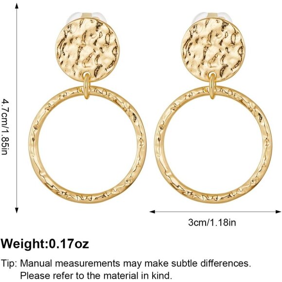 Gold D Clip Gold On Clip Earrings Women Non Piercing Dangle Fashion Jewelry - Picture 6 of 6